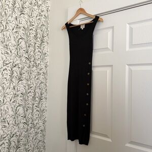 Black Ribbed Button Dress (Hippie Rose, Size 8)